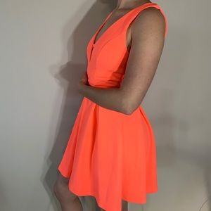 Neon Orange Keyhole Tank Dress
